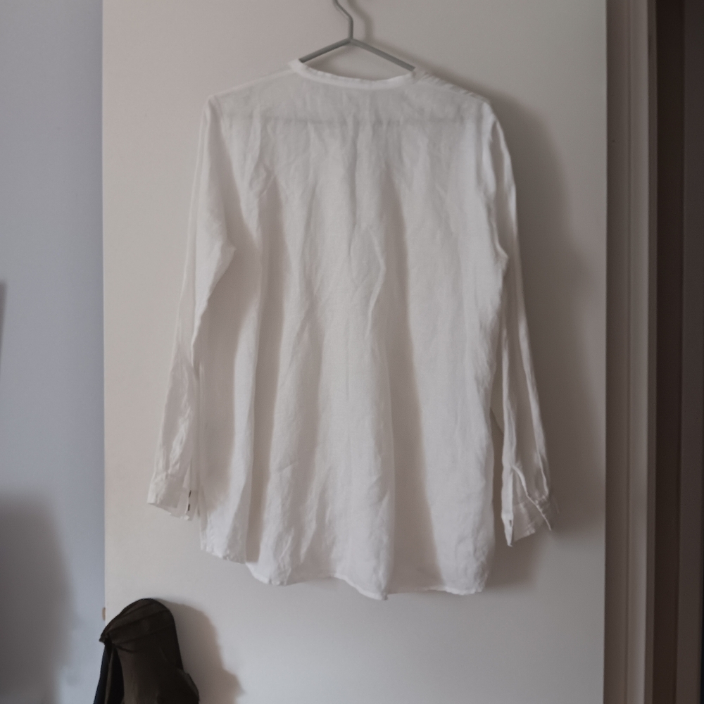 EILEEN FISHER White Linen Tunic Blouse PL - Picture 3 of 7